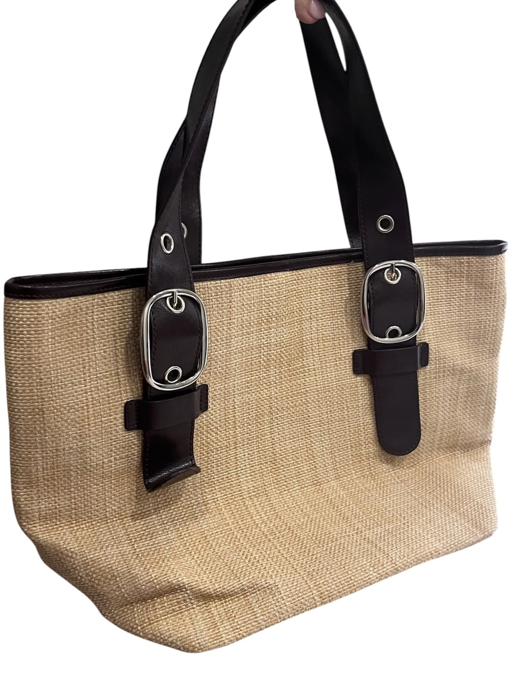 Banana Republic Brown Woven Straw Tote Bag - Picture 1 of 11